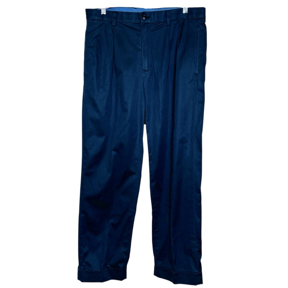 Brooks Brothers Blue Pleated Cuff Men's Dress Pants 35x30